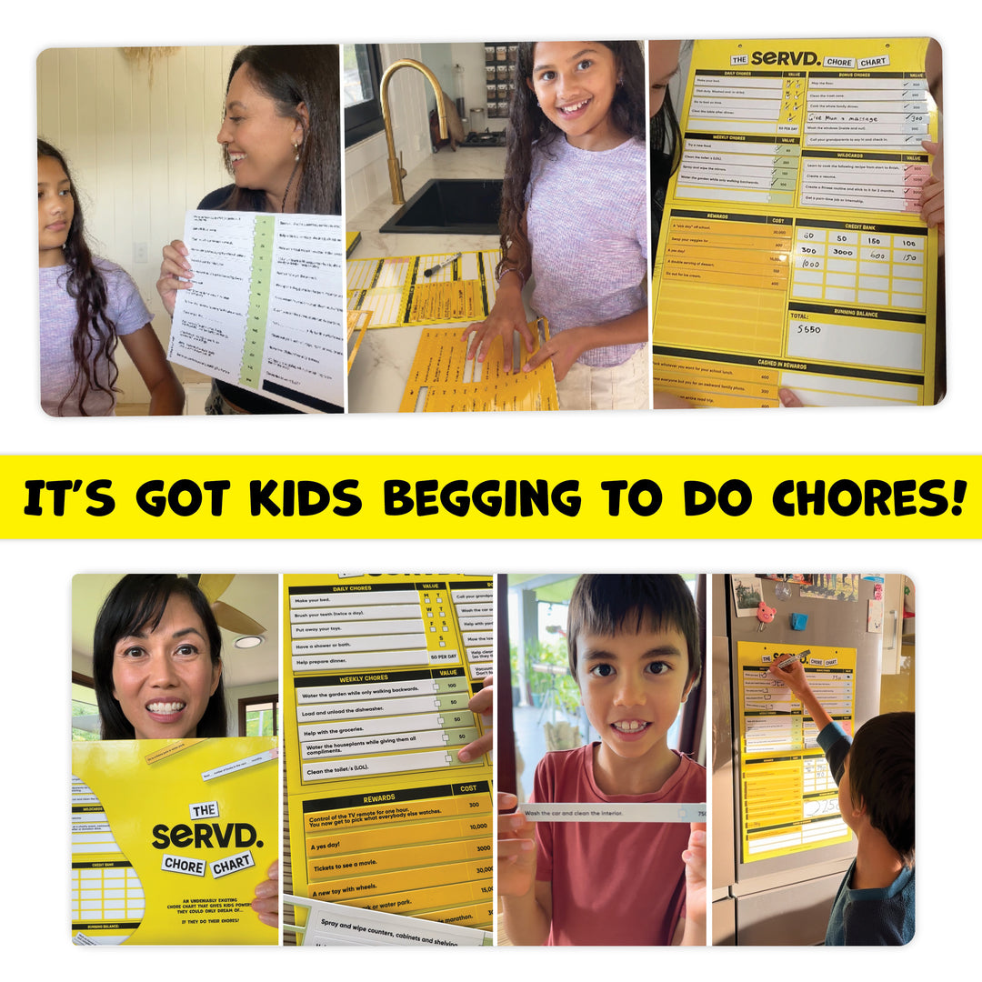 The SERVD Chore Chart - Chores, Gamified. Magnetic customizable chore